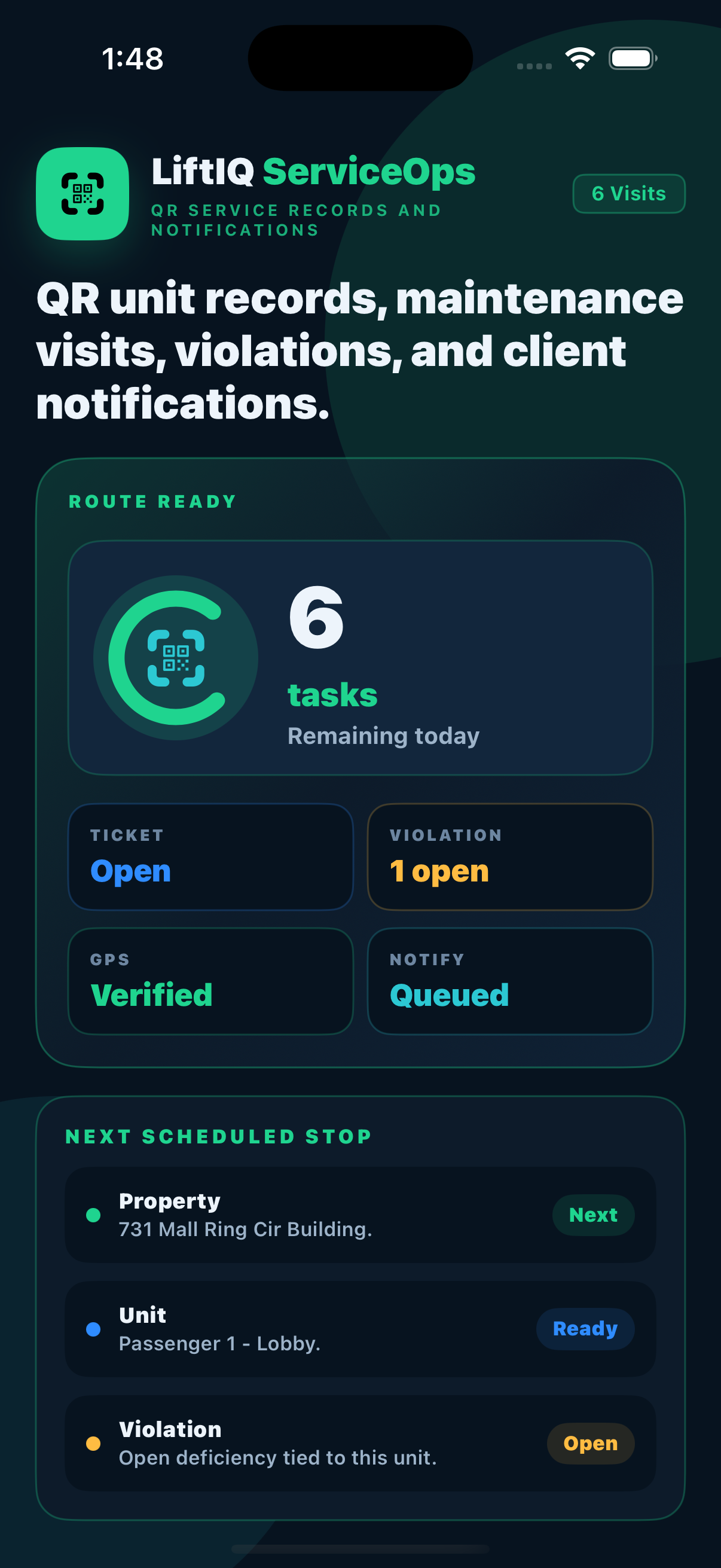 LiftIQ ServiceOps sample screenshot
